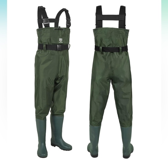 Bootfoot Chest Wader 2-Ply Nylon/PVC Waterproof Fishing Hunting Waders Men Women - Picture 1 of 5